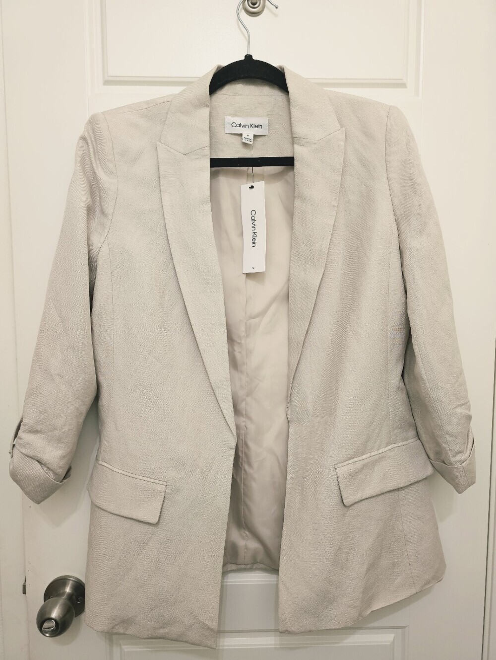 Calvin Klein Light Cream Women's Blazer Jacket - Picture 15 of 15